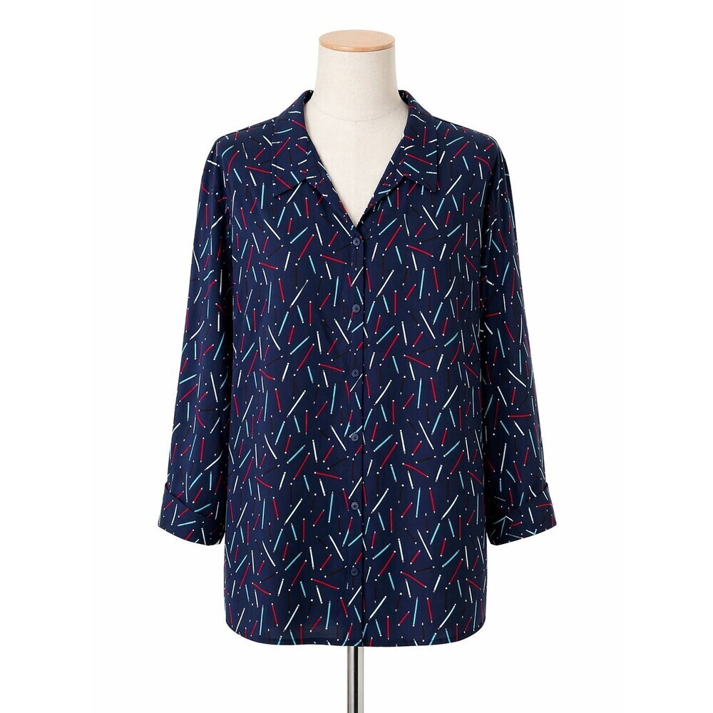 New Catherines Top Size 5x Button Front Pencil Print Teacher Artist School nwt